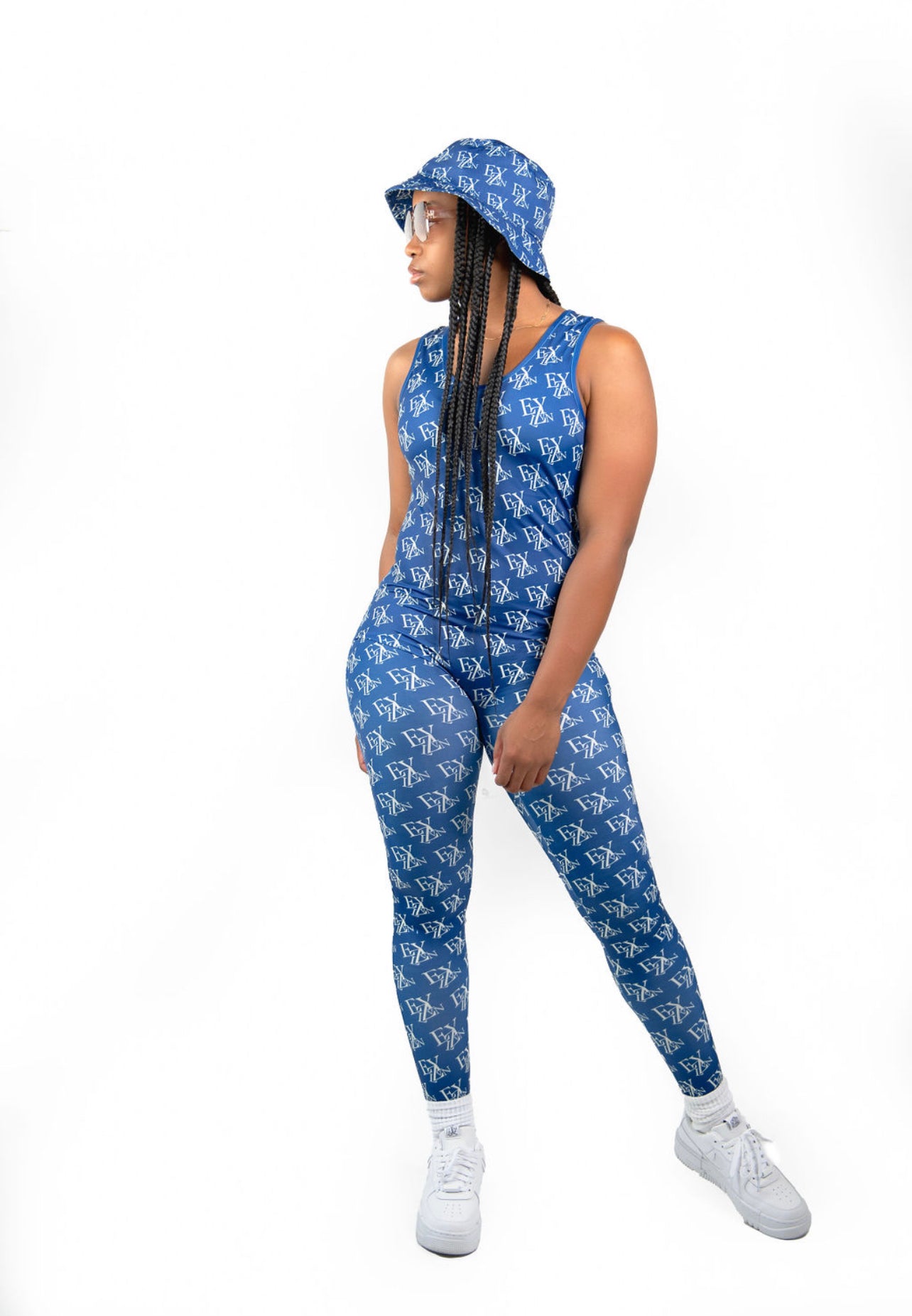 EZY| Blue/Cream Jumpsuit
