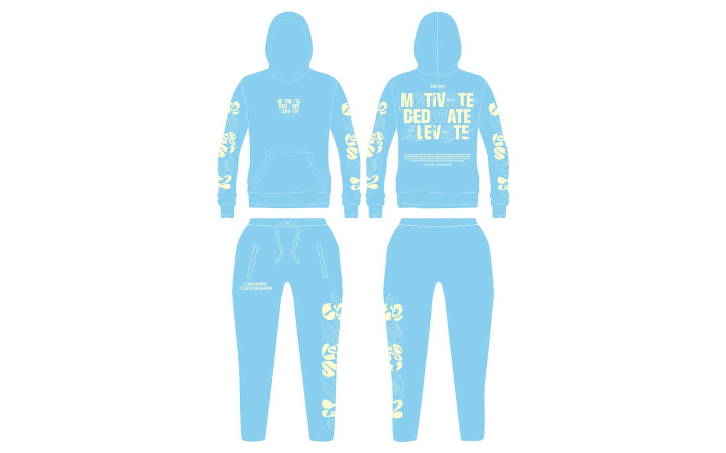 EZY| BabyBlue/Cream “Elevate” Hoodie Set