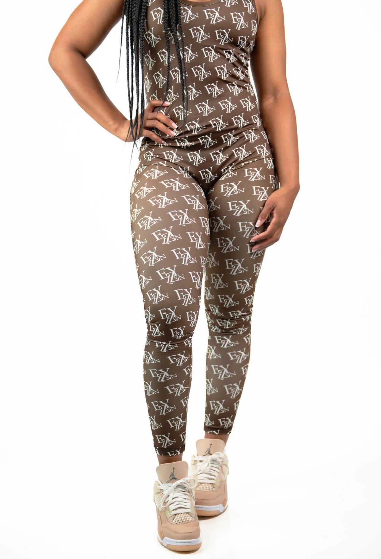 EZY| Brown/Cream Jumpsuit