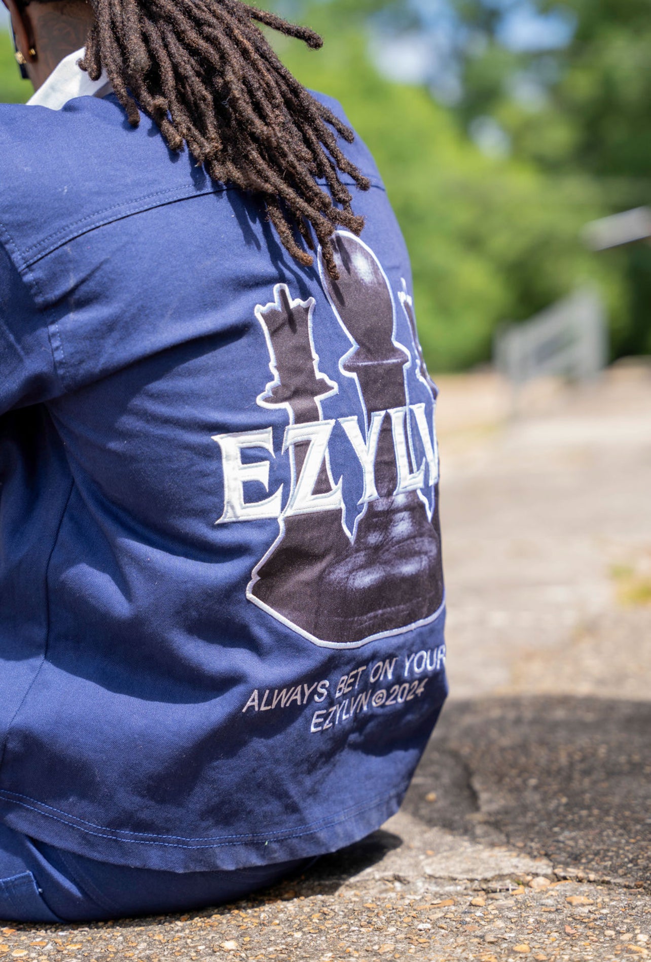EZY| Navy/White “Bet on yourself” denim set