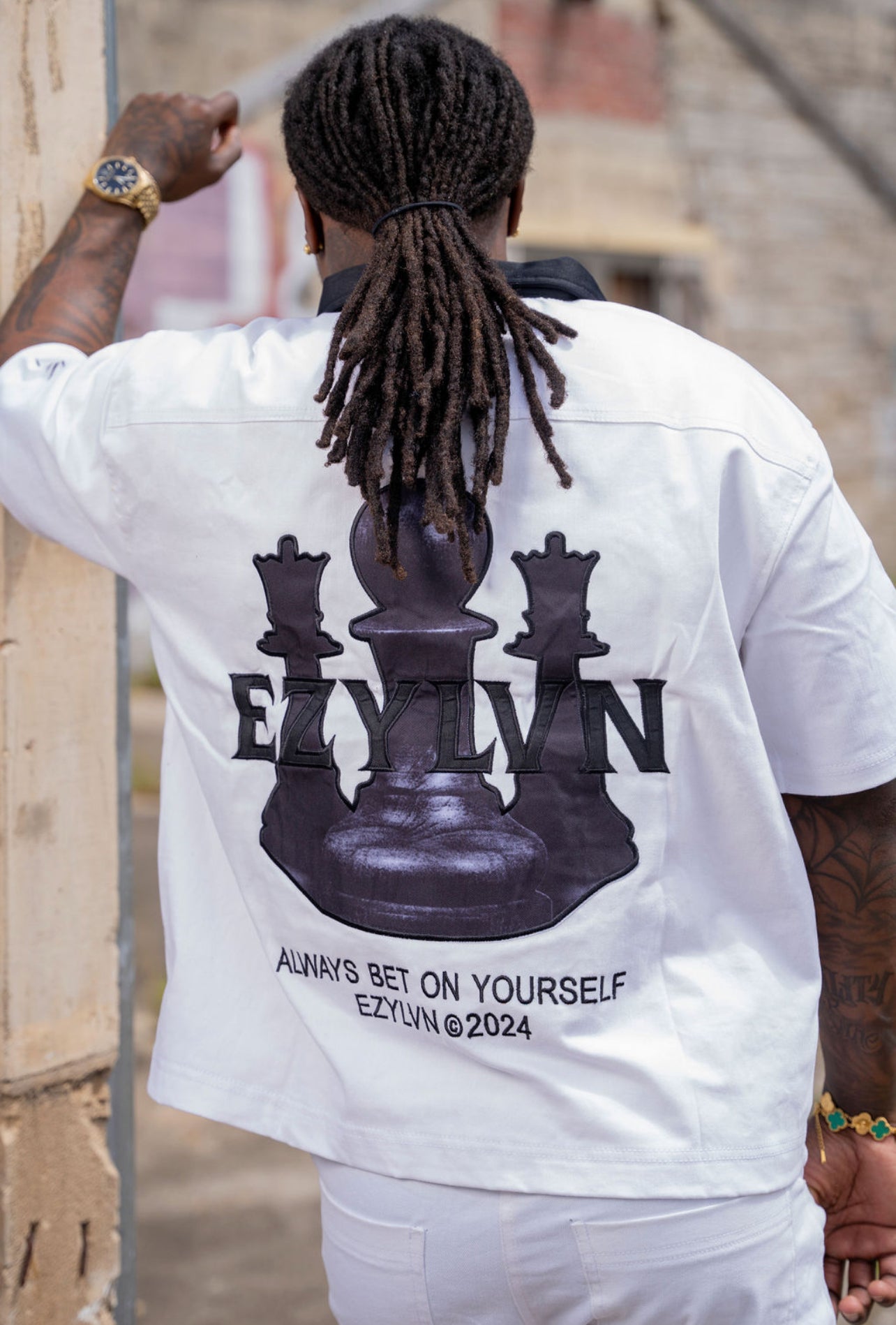 EZY| White/Black “Bet on yourself” denim set