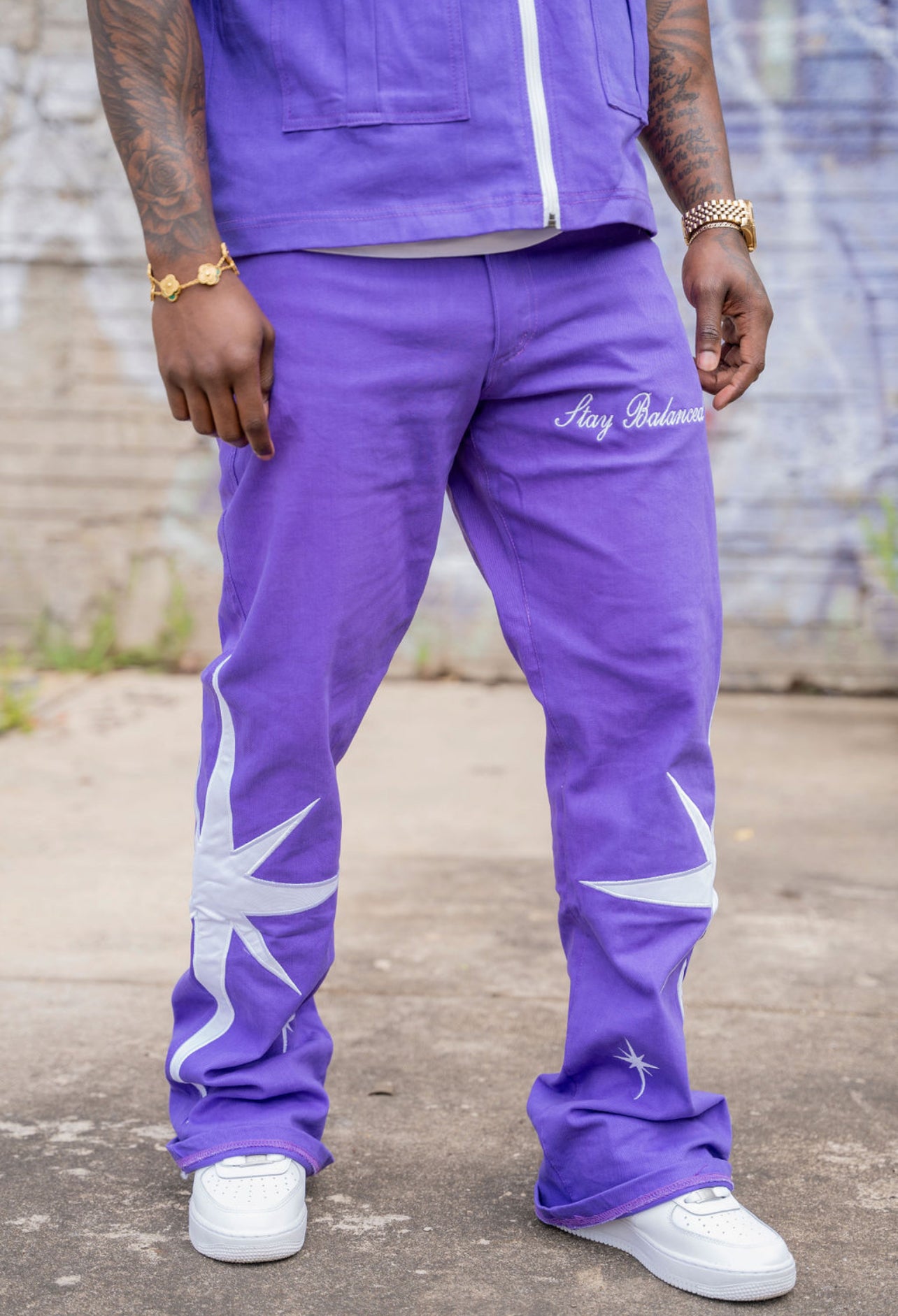EZY| Purple “Bet on yourself” denim set