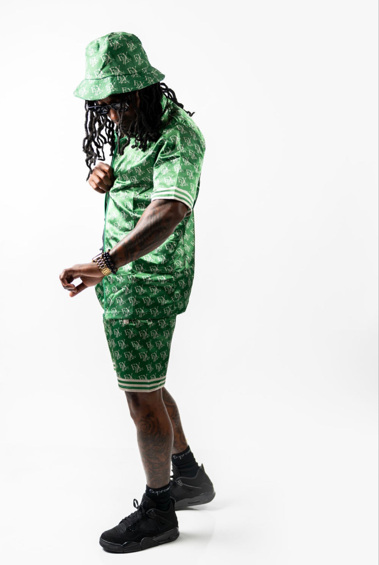 EZY| Green/Tan Satin Shorts(Only)