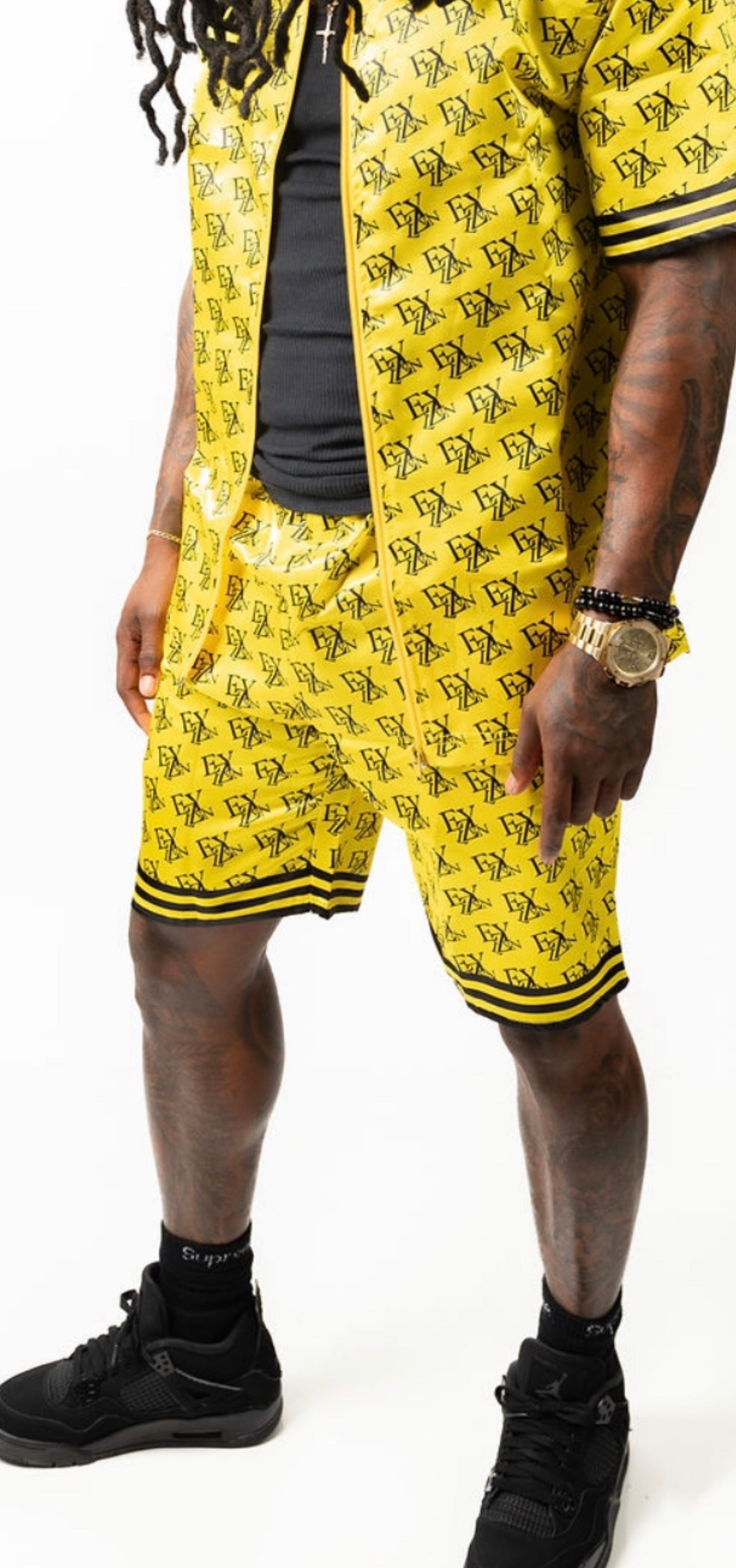 EZY| Yellow/Black Satin Shorts(Only)