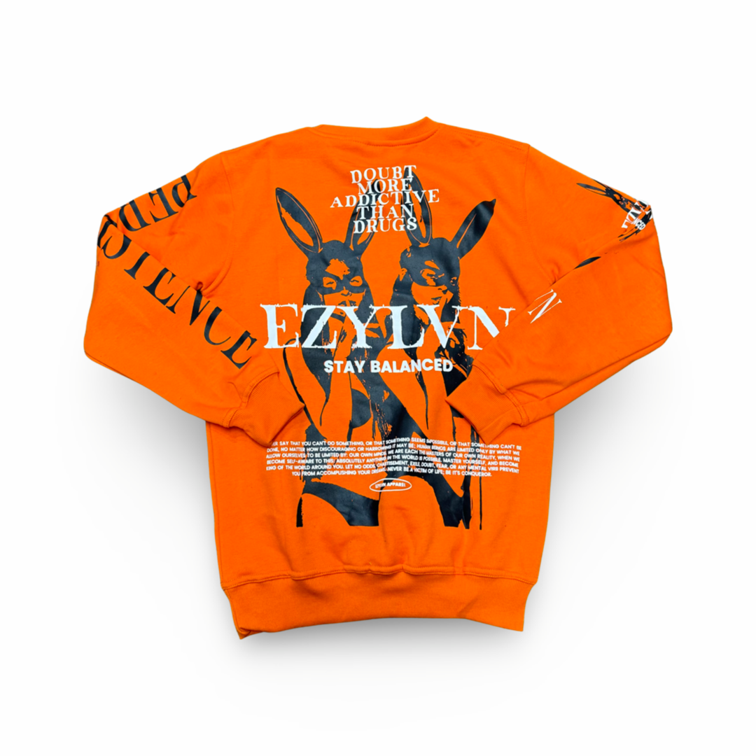 EZY| Orange “Addictive” Crewneck