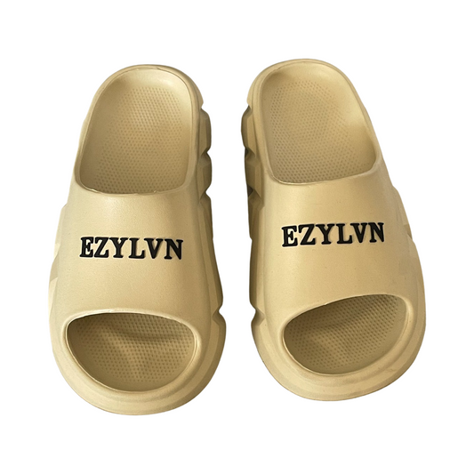 EZY| Tan/Black Slides