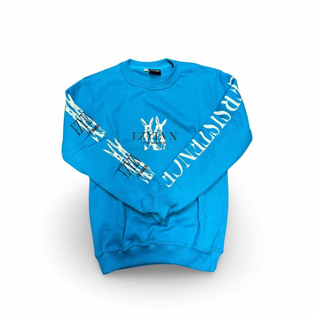 EZY| Sky Blue/White “Addictive” Crewneck