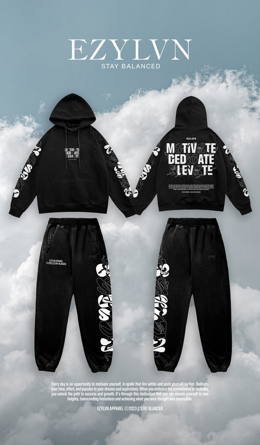 EZY| Black/White “Elevate” Hoodie Set