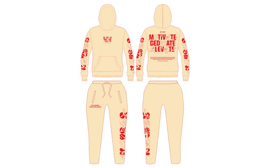 EZY| Cream/Red “Elevate” Hoodie Set