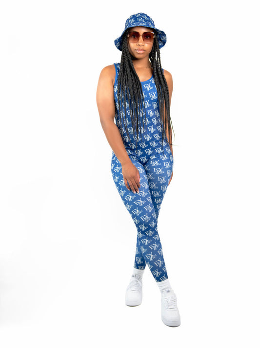 EZY| Blue/Cream Jumpsuit