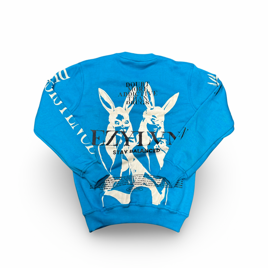 EZY| Sky Blue/White “Addictive” Crewneck