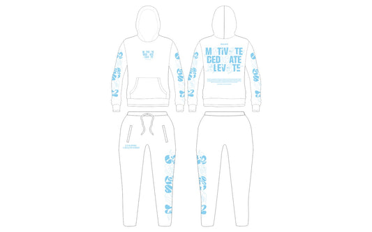 EZY| White/Royal Blue “Elevate” Hoodie Set