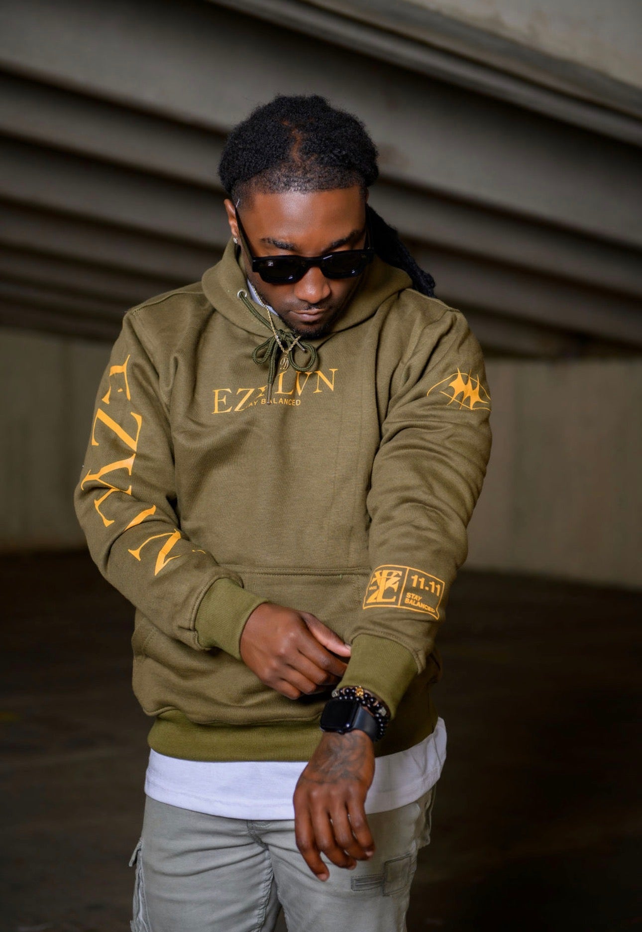 EZY| Olive/Gold “EZ” Hoodie