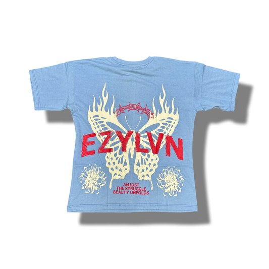 EZY|  Baby Blue “Beauty in struggle” tee