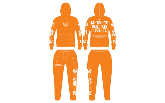 EZY| Orange/White “Elevate” Hoodie Set