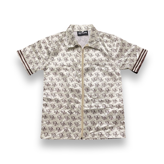 EZY| Cream/Brown Satin Full Zip(Shirt only)