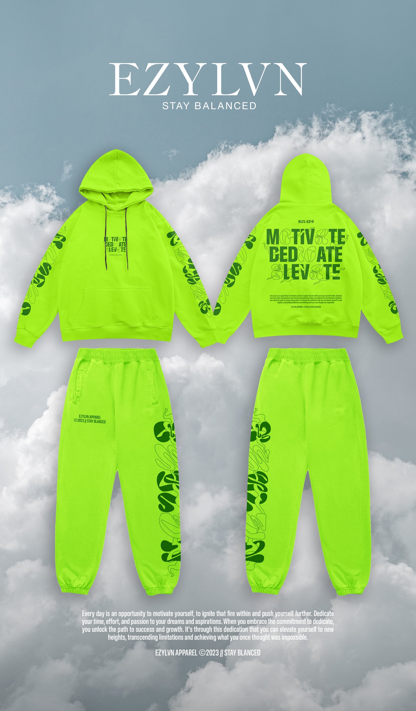 EZY| Green/Green “Elevate” Hoodie Set