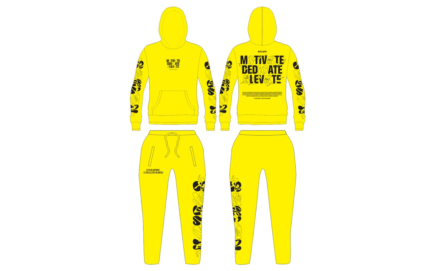 EZY| Yellow/Black “Elevate” Hoodie Set