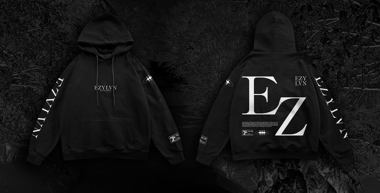 EZY| Black/White “EZ” Hoodie